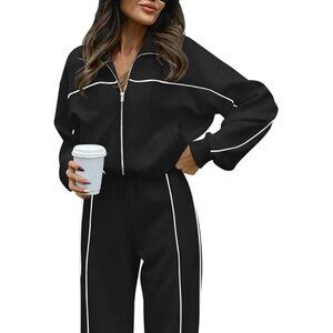 Elegant Black Track Pants with White Accents